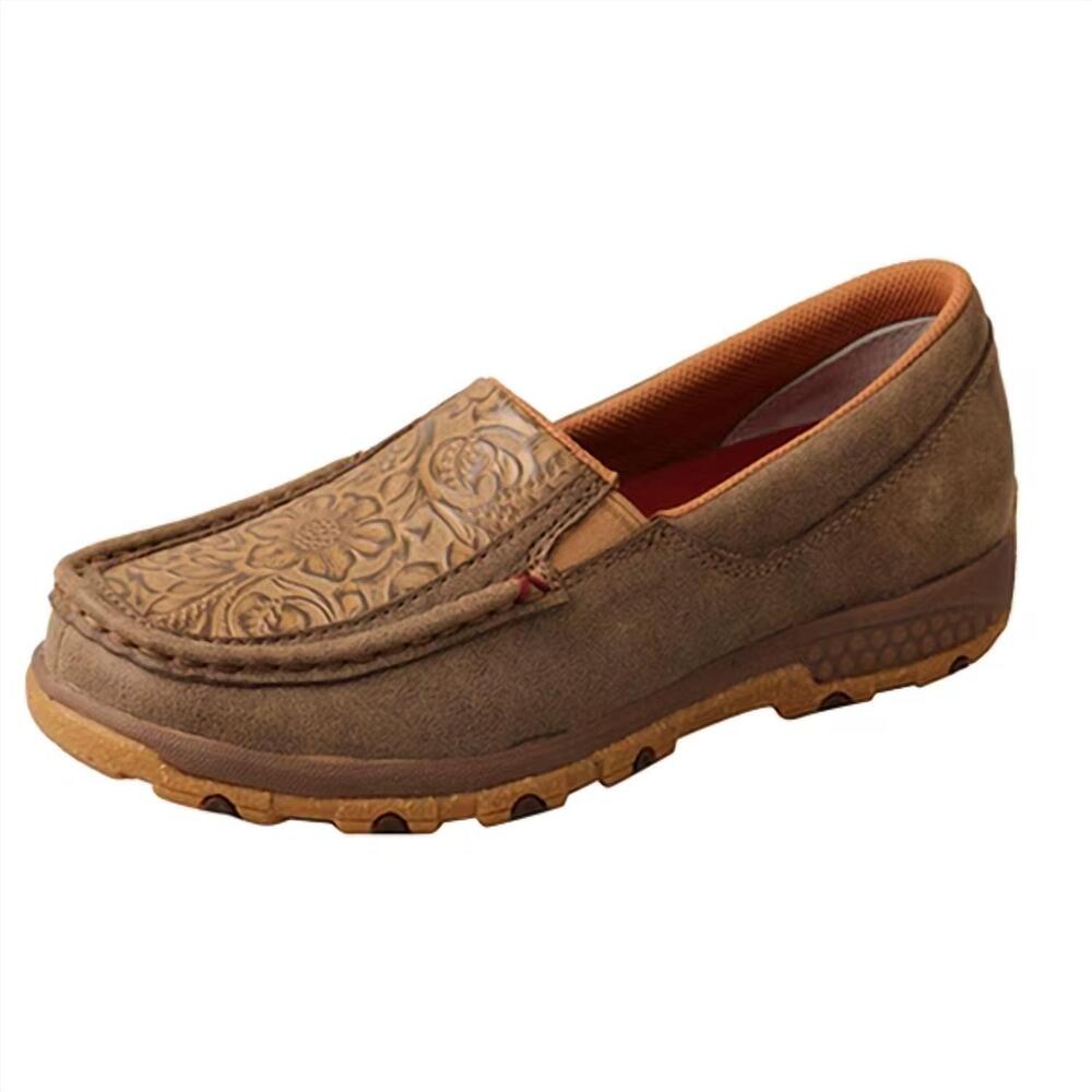 NEW TWISTED X women's tooled slip on moccasins in brown floral